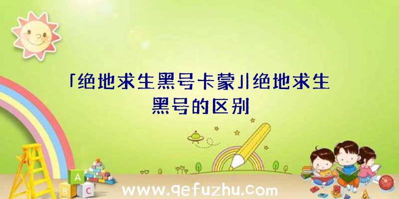 「绝地求生黑号卡蒙」|绝地求生黑号的区别